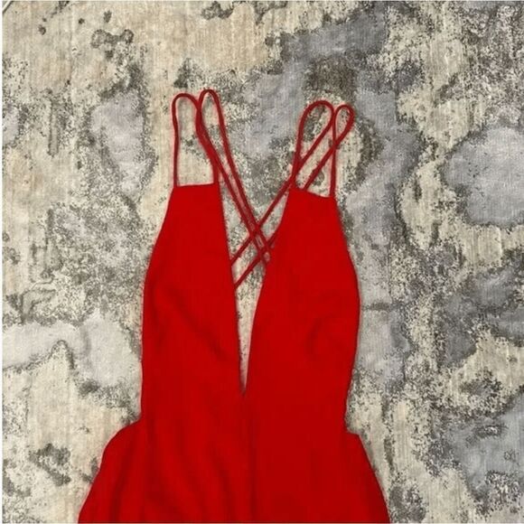 Fame and Partners Surreal Dreamer Red Deep V-Neck Maxi Dresses - Picture 3 of 7